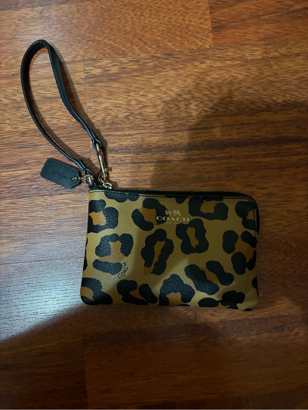 Coach Leopard-Print Zip Wristlet - Brown & Black